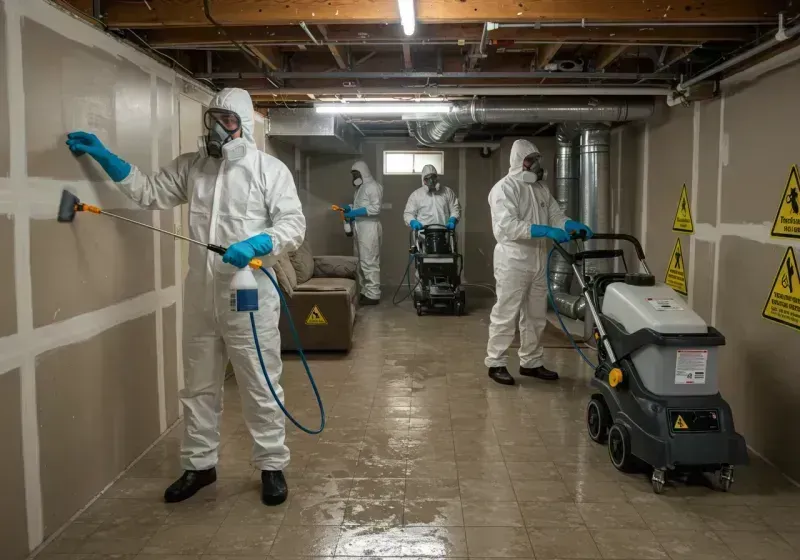 Basement Moisture Removal and Structural Drying process in Flatonia, TX